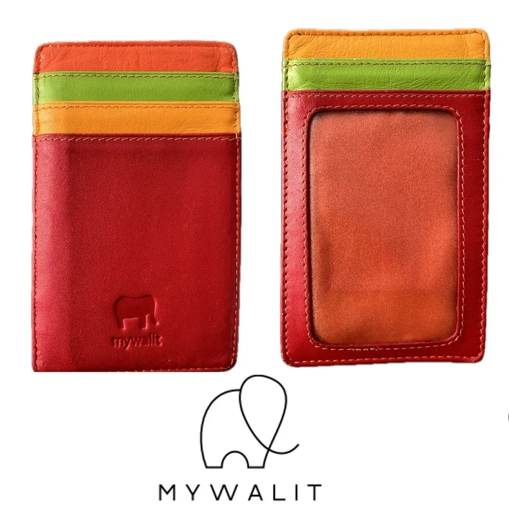 💲💳Leather Credit Card Case Holder Multicolor Red/Orange/Green/Yellow | MyWalit